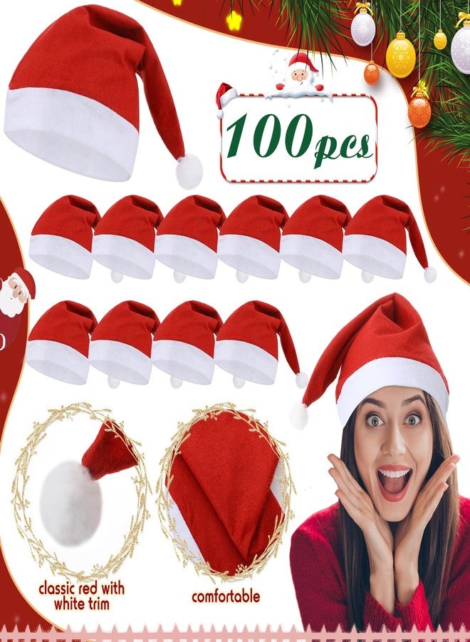 Seajan 200 Pcs Christmas Santa Hats and Jingle Bell Necklaces Bulk Christmas Elf Hat Bell Necklaces Gifts for Adults Xmas Party Favors Accessories (Red) - Image 3